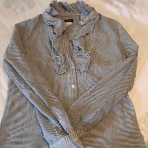 Gray and white striped blouse